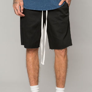 Black Twill Drop Crotch Shorts